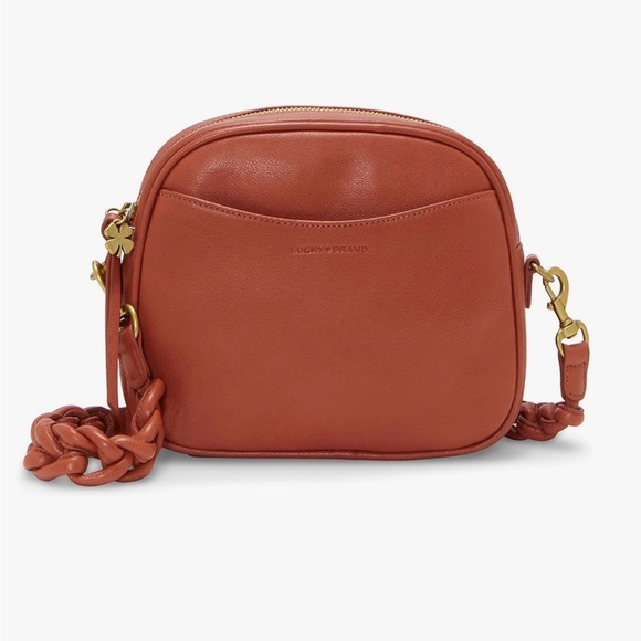 Lucky Brand Handbags - Lucky Brand Lola Brown/Orange Crossbody Bag leather